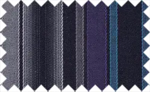 Kingfisher Daisy/Deep Sky Blue/Dusty Grey/Black/White Stripes, 100% Cotton