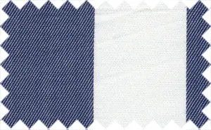 Navy Blue/White Wide Stripes, 100% Cotton. The repeating stripes pattern is 2 inches (5.1cm) wide. Soft fabric with twill like texture.