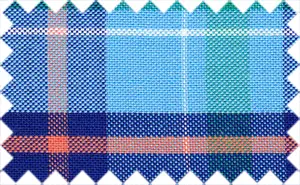 Blue/Sky Blue/Green/Orange/White Pinpoint Plaids, 100%  Cotton - Egyptian Blue/Light Sky Blue/Jungle Green/Crusta/White Plaids