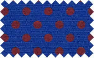 Burnt Umber Red/Persian Blue Polka Dots, 100% Polyester