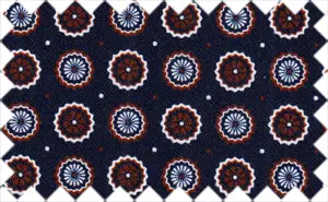 Midnight Express/Metallic Copper/White Printed Pattern, 100% Cotton