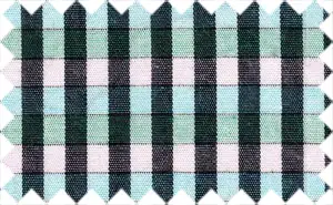 Black/White Checks with colored stripes, 100% Cotton - The repeating colored line is 4 inches wide and then 4 inch black/white checks line and so on.rnThe colored line colors are Medium Aquamarine/Onahau/Lavender Blush/Black/White