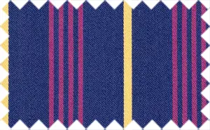 Midnight Blue/Sweet Corn Yellow/Medium Red Violet Stretched Stripes, Cotton/Polyester Blends