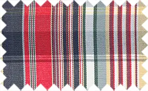 Amaranth Red/Golden Yellow/Mineral Green/Black Plaids, 35% cotton/65% polyester