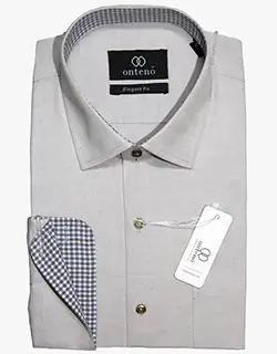 Silver Shirt with Blue check contrasts