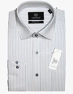 white shirt with grey striped