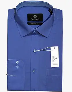 Deep Blue Shirt With Sky Blue Inner Collar & Cuffs